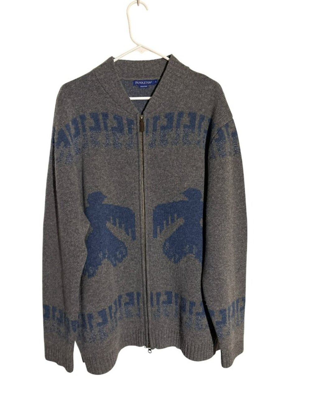 Pendleton Men's Lambs Wool Thunderbird Full-Zip Cardigan Sweater Size XL